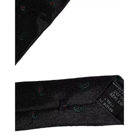 Dolce & Gabbana Black Fantasy 100% Silk Adjustable Men Tie