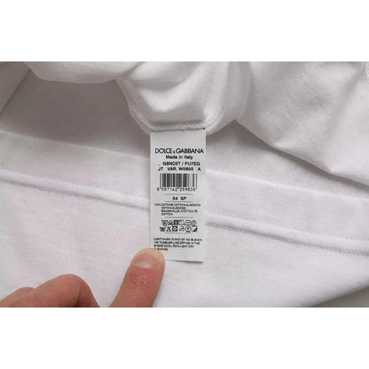 Dolce & Gabbana White Cotton Round Neck Short Sleeve T-shirt