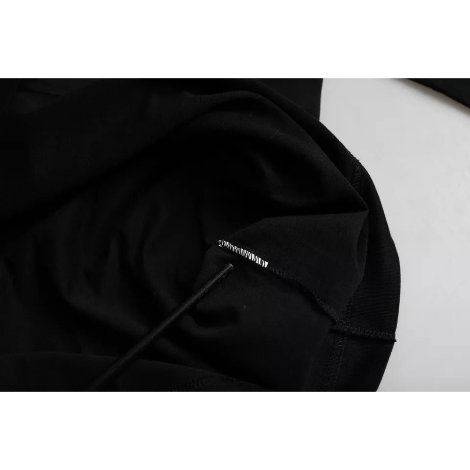 Dolce & Gabbana Black Logo Embossed Cotton Crew Neck T-shirt