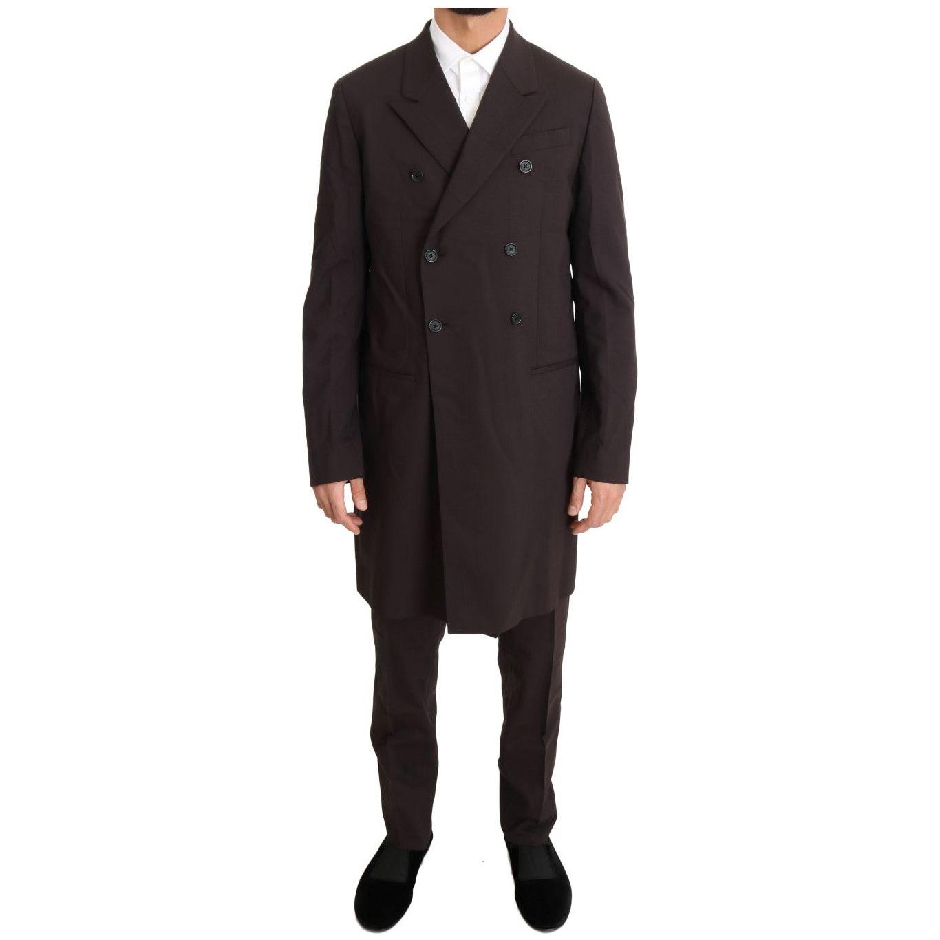 Dolce & Gabbana Bordeaux Wool Stretch Long 3 Piece Suit KOS1096-1