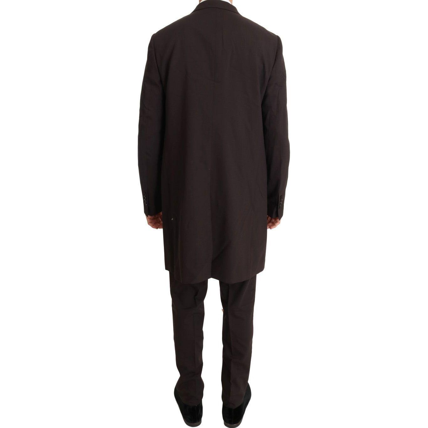 Dolce & Gabbana Bordeaux Wool Stretch Long 3 Piece Suit Suit