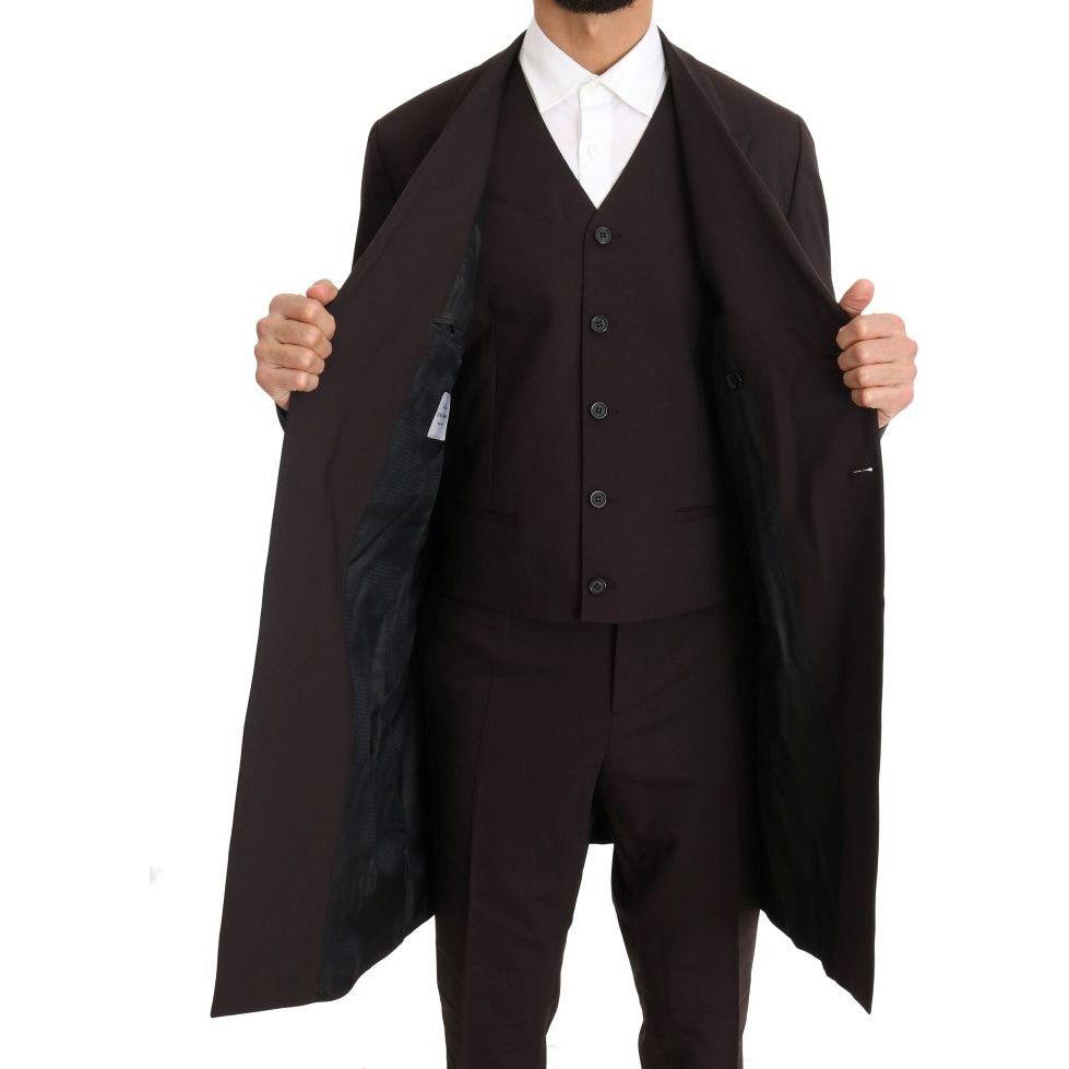 Dolce & Gabbana Bordeaux Wool Stretch Long 3 Piece Suit Suit