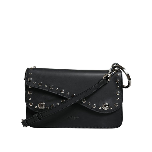 Dolce & Gabbana Black Small Leather Studded Shoulder Crossbody Bag