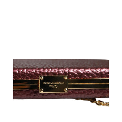 Dolce & Gabbana Maroon Leather Clutch Evening Crossbody Bag Dolce & Gabbana
