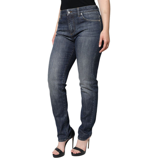 Dolce & Gabbana Dark Blue Cotton Stretch Skinny Denim Jeans Dolce & Gabbana Dark Slate Gray