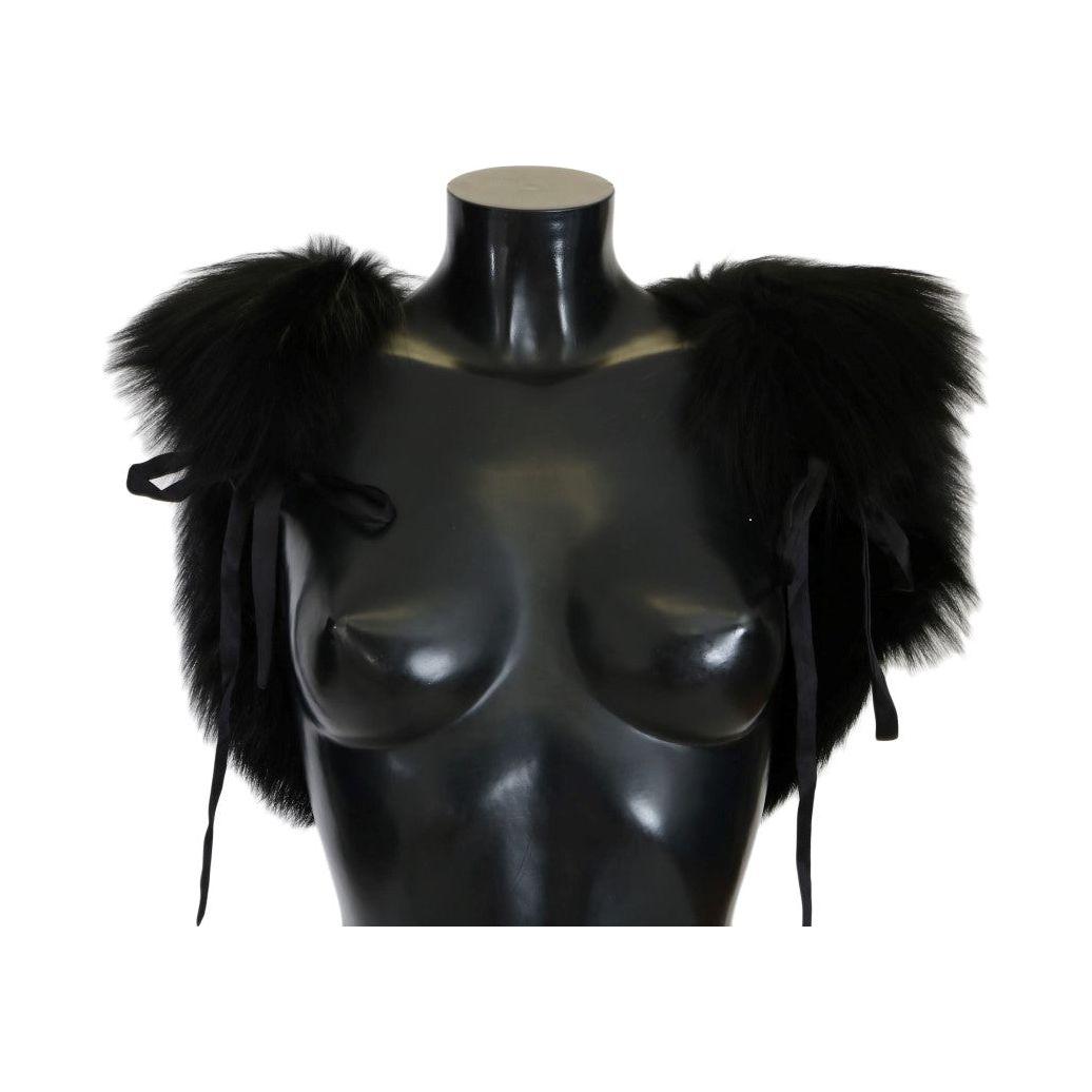 Dolce & Gabbana Black Silver Fox Fur Scarf 1728,5% Silk,67345645728,Accessories,Black,Dolce & Gabbana,IT40|S,IT44 | L,Material: 95% Silver Fox Fur,New with tags,Scarves - Accessories,Scarves - Scarves - Accessories,Scarves - Women - Accessories,Women,Wome