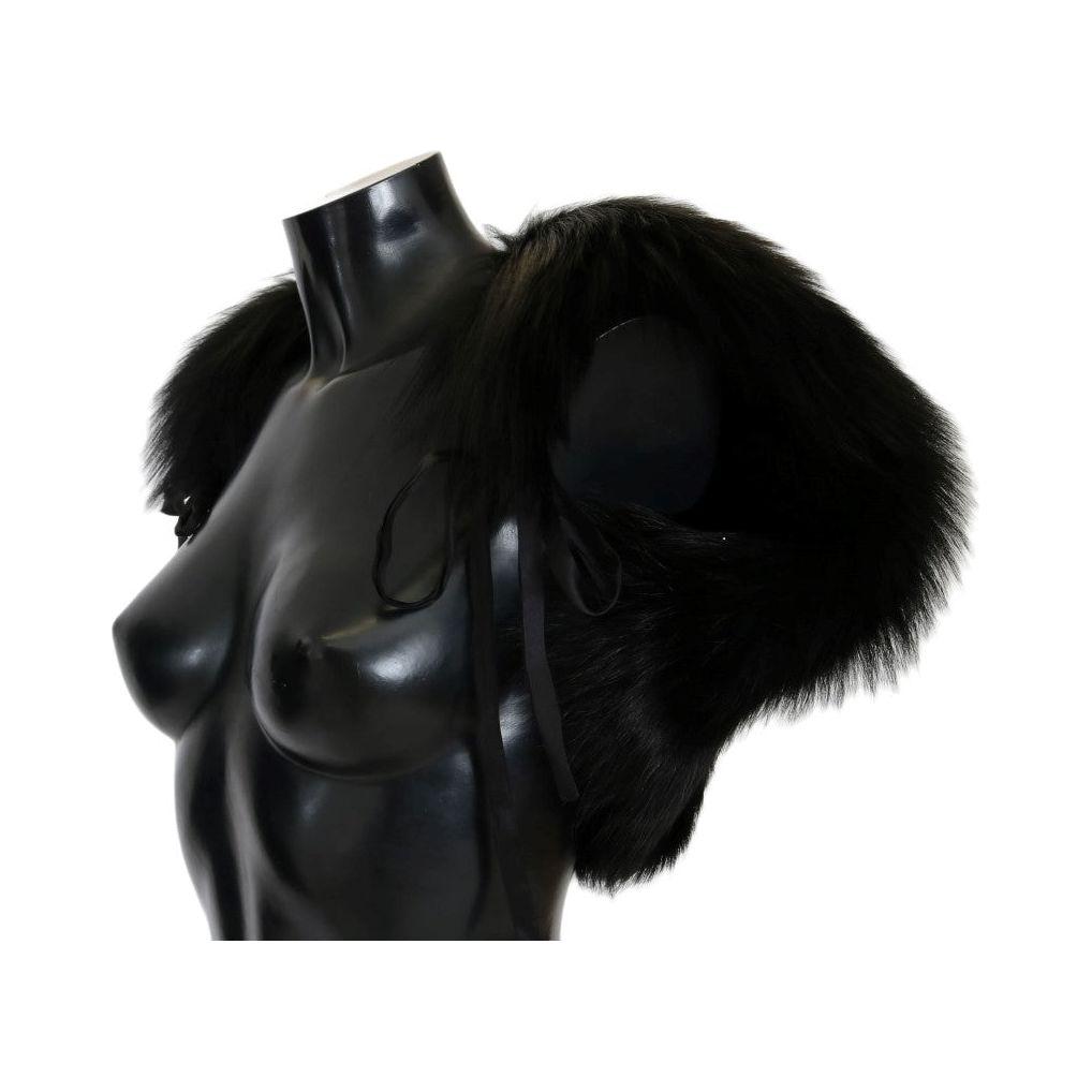 Dolce & Gabbana Black Silver Fox Fur Scarf 1728,5% Silk,67345645728,Accessories,Black,Dolce & Gabbana,IT40|S,IT44 | L,Material: 95% Silver Fox Fur,New with tags,Scarves - Accessories,Scarves - Scarves - Accessories,Scarves - Women - Accessories,Women,Wome
