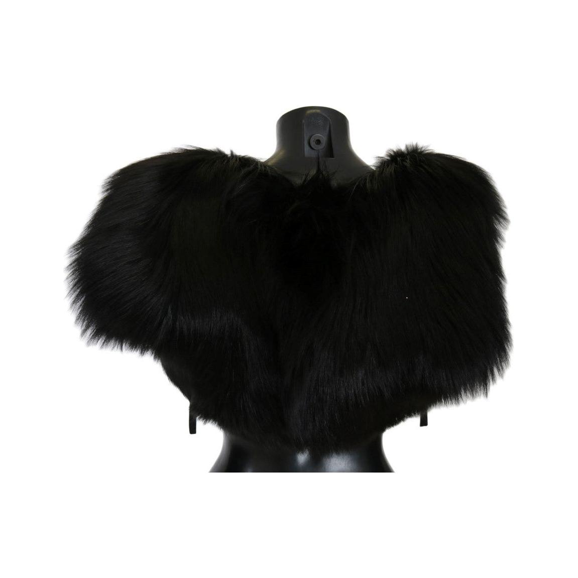 Dolce & Gabbana Black Silver Fox Fur Scarf 1728,5% Silk,67345645728,Accessories,Black,Dolce & Gabbana,IT40|S,IT44 | L,Material: 95% Silver Fox Fur,New with tags,Scarves - Accessories,Scarves - Scarves - Accessories,Scarves - Women - Accessories,Women,Wome