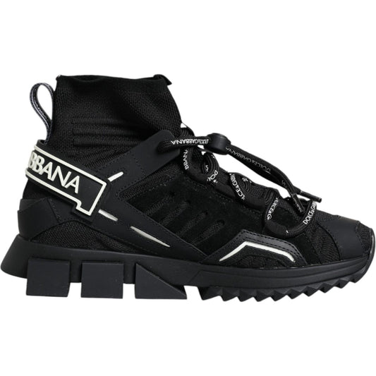 Dolce & Gabbana Black Sorrento Socks Logo Sneakers Shoes Dolce & Gabbana Black