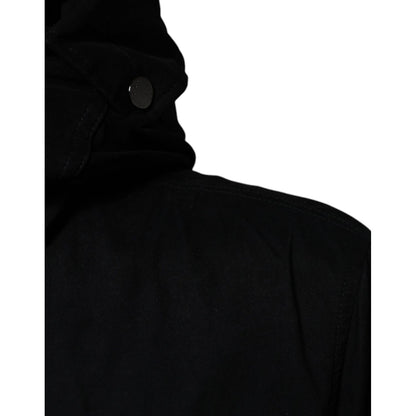 Dolce & Gabbana Black Hooded Parka Cotton Trench Coat Jacket