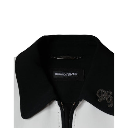 Dolce & Gabbana Black White DG Crown Full Zip Blouson Jacket Dolce & Gabbana