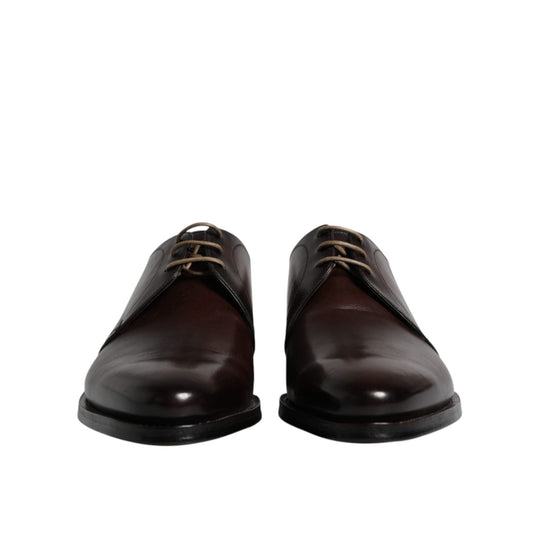 Dolce & Gabbana Brown Leather Lace Up Men Derby Formal Shoes
