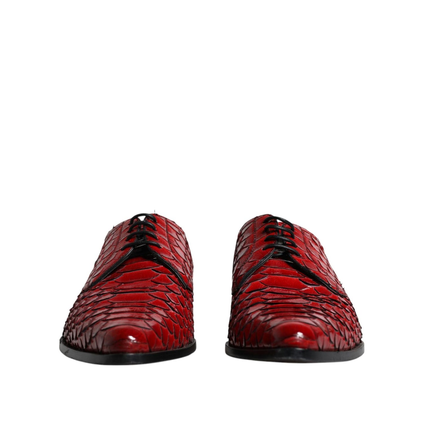 Dolce & Gabbana Red Textured Varnished Derby Men Formal Shoes