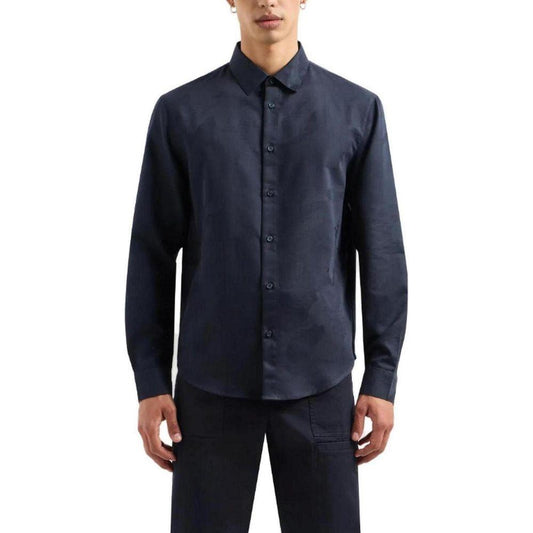 Armani Exchange Blue Cotton Shirt Armani Exchange Dark Slate Gray