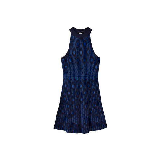 Desigual Blue Viscose Dress Desigual Midnight Blue
