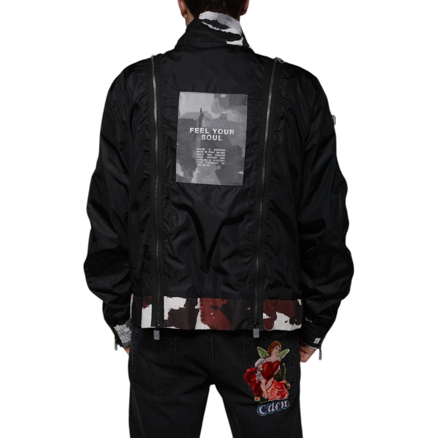 Dolce & Gabbana Black Nylon Full Zip Men Bomber Jacket