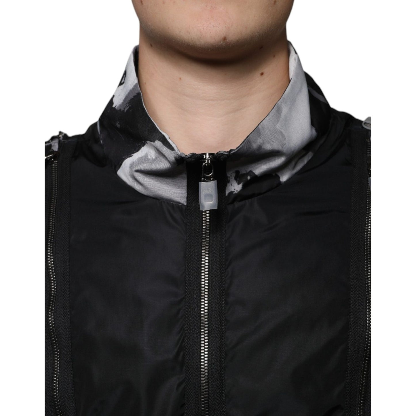 Dolce & Gabbana Black Nylon Full Zip Men Bomber Jacket