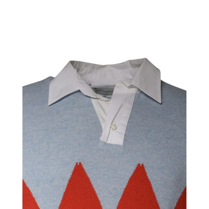 Ballantyne Multicolor Patterned Collared Long Sleeves Pullover Sweater