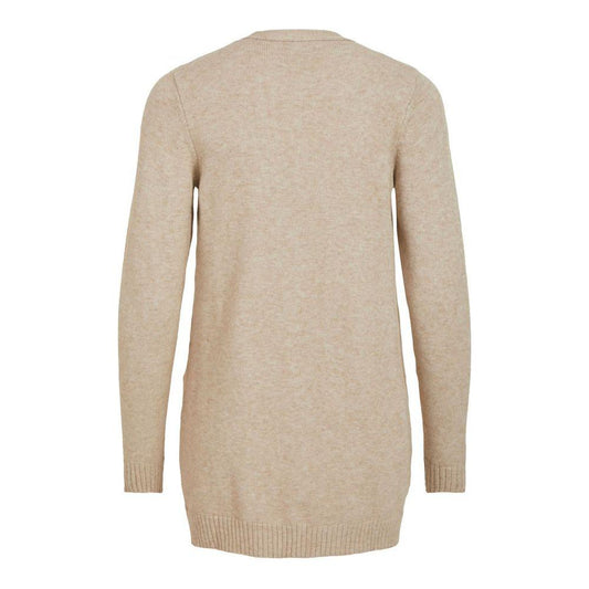 Vila Clothes Beige Viscose Cardigan Vila Clothes Tan