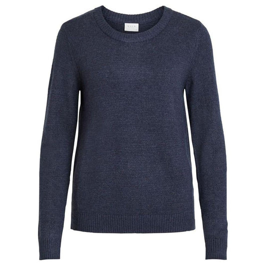 Vila Clothes Blue Viscose Sweater Vila Clothes Dark Slate Gray