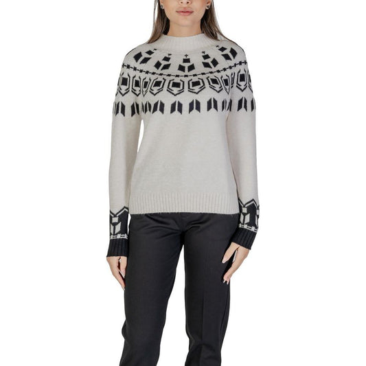 Street One cream cotton sweater with black geometric patterns, part of the women's fall/winter knitwear collection.
