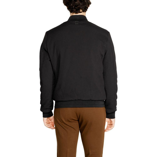 Back view of Antony Morato black polyester men's jacket from Fall/Winter collection, 100% polyester, ideal for stylish cold weather wear.