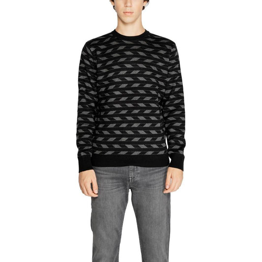 Antony Morato black acrylic sweater for men, fall/winter collection, geometric pattern, 40% acrylic, 30% polyamide, 30% wool.