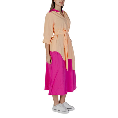 B.Young Orange Cotton Long Dress