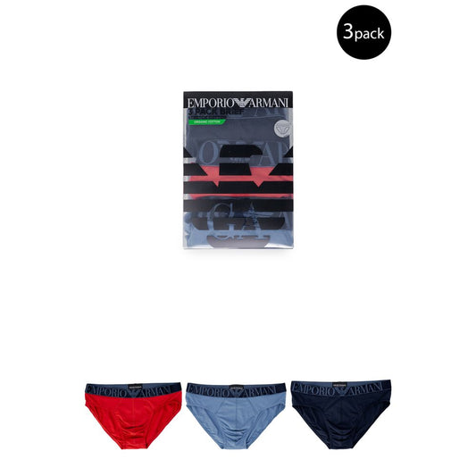 Emporio Armani Underwear Blue Cotton Briefs