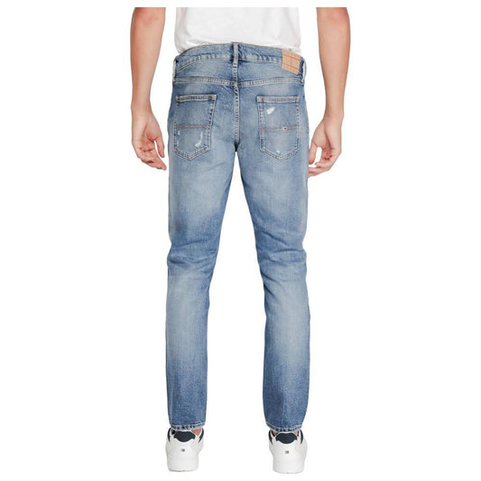 Back view of men's Tommy Hilfiger blue cotton jeans from Fall/Winter collection, showcasing pocket details and fit.