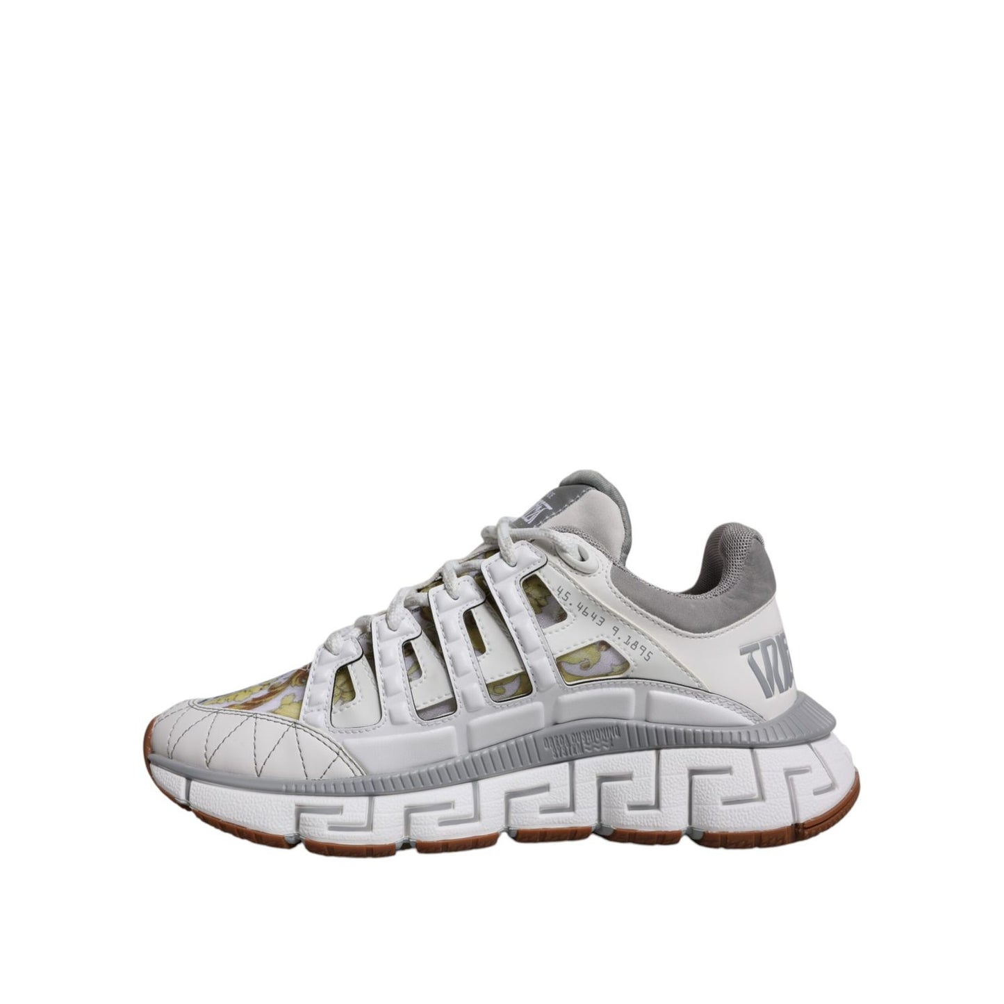 Versace White Trigreca Barocco Print Low Top Sneakers Shoes