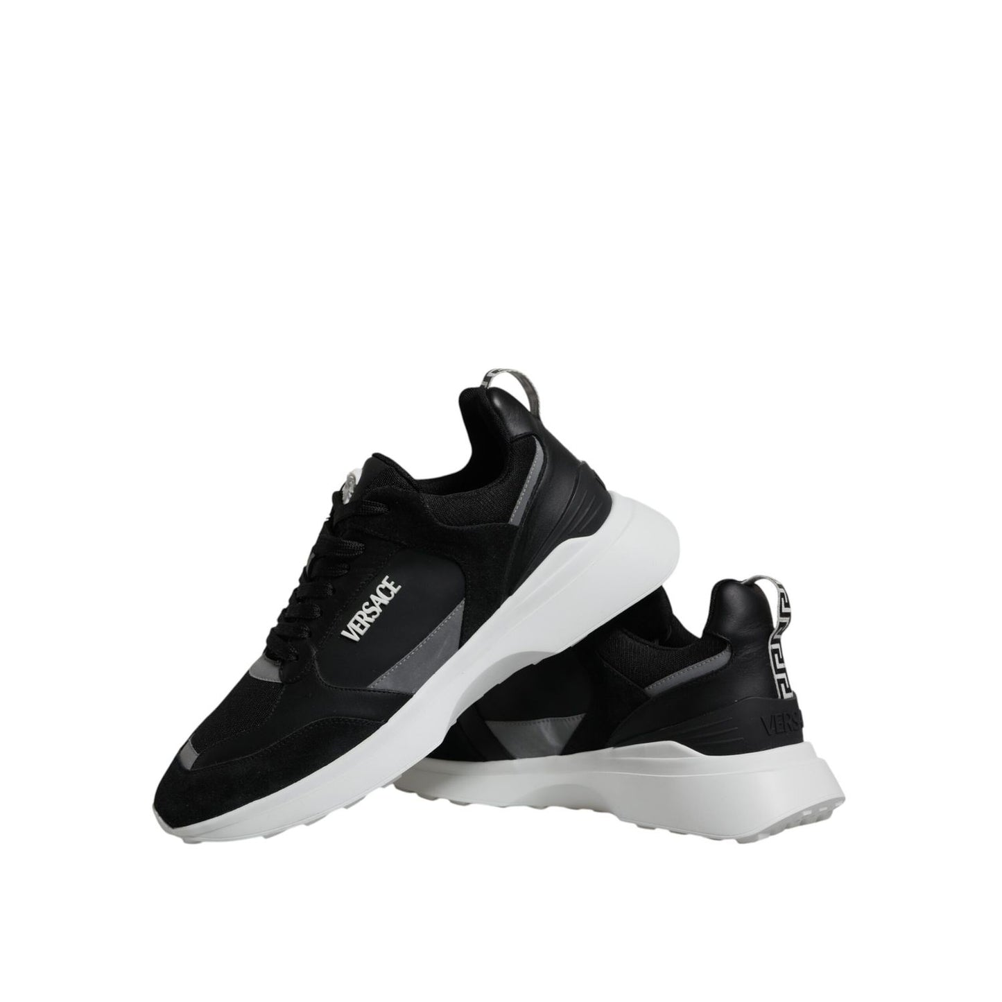 Versace Black Canvas Quad Fabric Medusa Low Top Sneaker Shoes