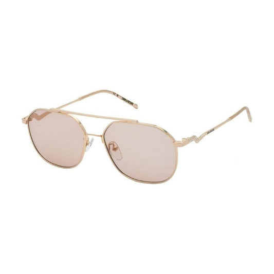 Zadig & Voltaire gold metal sunglasses with geometric design, orange lenses, size 56/16/140mm for women.
