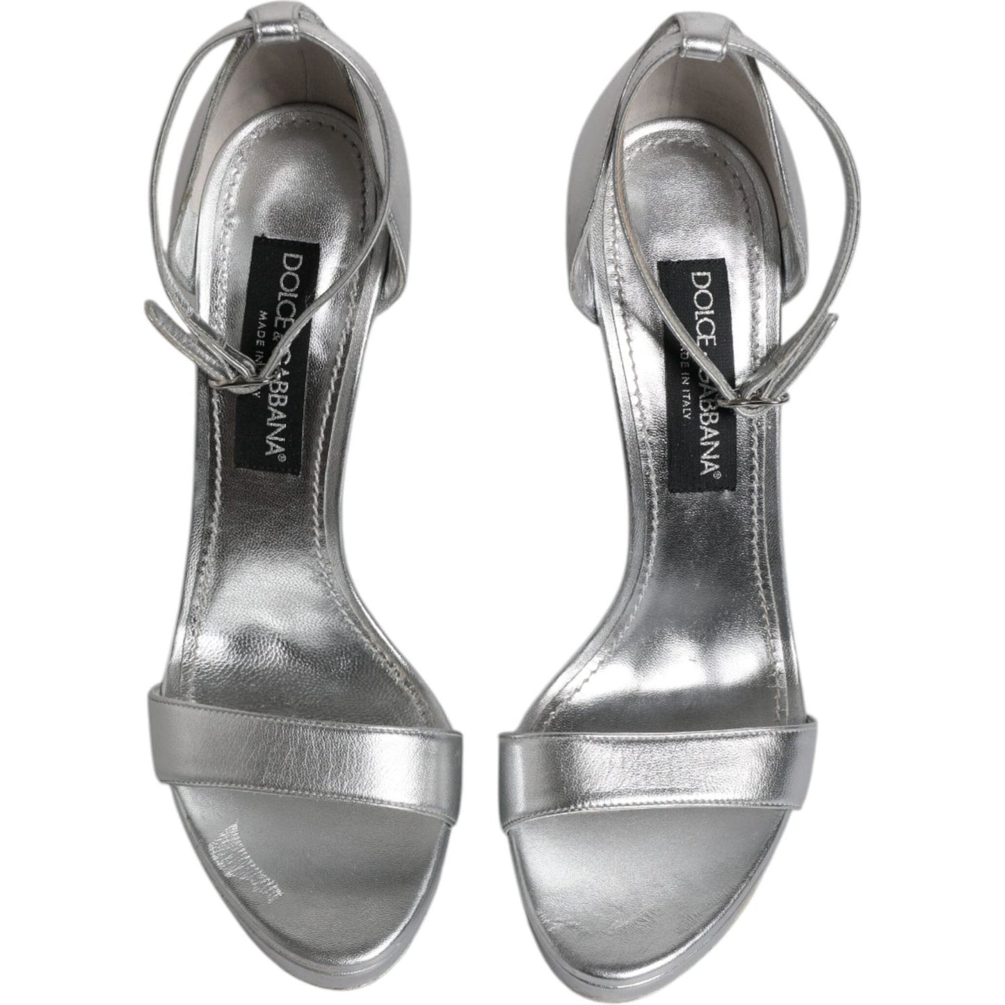 Dolce & Gabbana Silver Leather Platform Keira Sandals Shoes LA12135-40