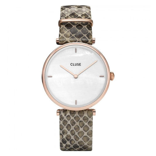 Cluse Beige Leather Dress Watch