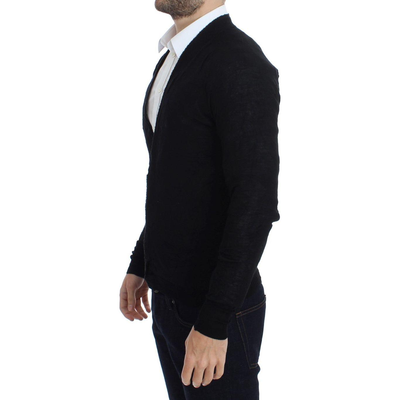 Costume National Black Fine Wool Button Cardigan Costume National