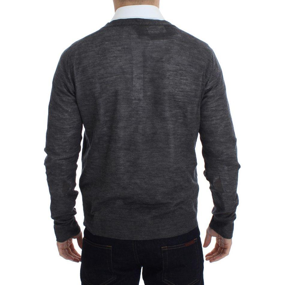 Costume National Gray Wool Button Cardigan Sweater Costume National