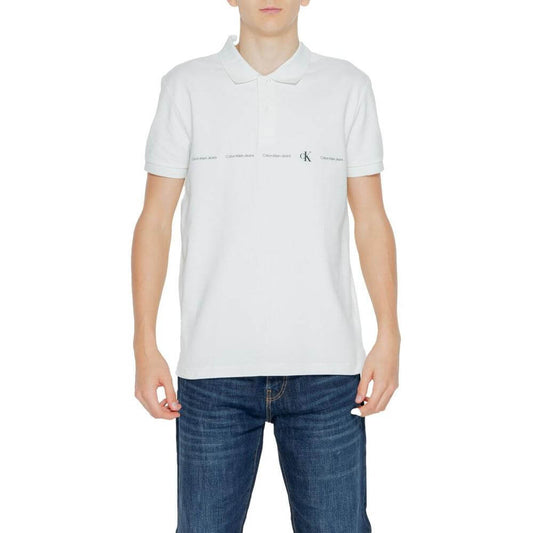 Men's Calvin Klein green cotton polo shirt, short sleeve, spring/summer collection, 94% cotton, 6% elastane.