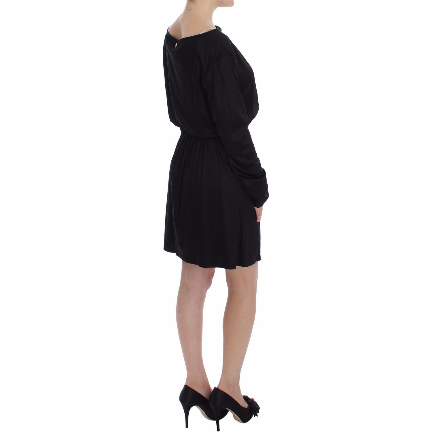 Versace Jeans Black Modal Silk Shift Knee Dress