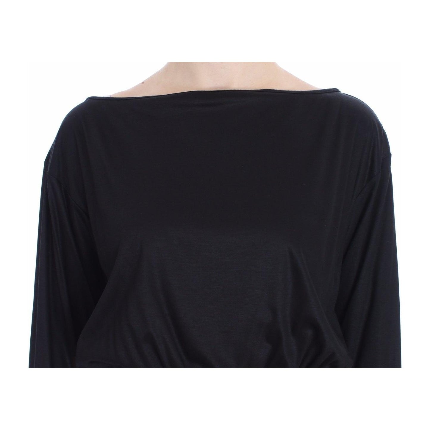 Versace Jeans Black Modal Silk Shift Knee Dress
