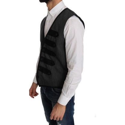 Dolce & Gabbana Gray Wool Patterned Slim Vest 1728,19% Silk,30% Polyester,67345645728,Clothing,Dolce & Gabbana,Gray,IT48 | M,Material: 51% Wool,Men,Men - Clothing,New with tags,Suits & Blazers - Clothing,Vests - Men - Clothing,Waistcoats - Suits & Blazers