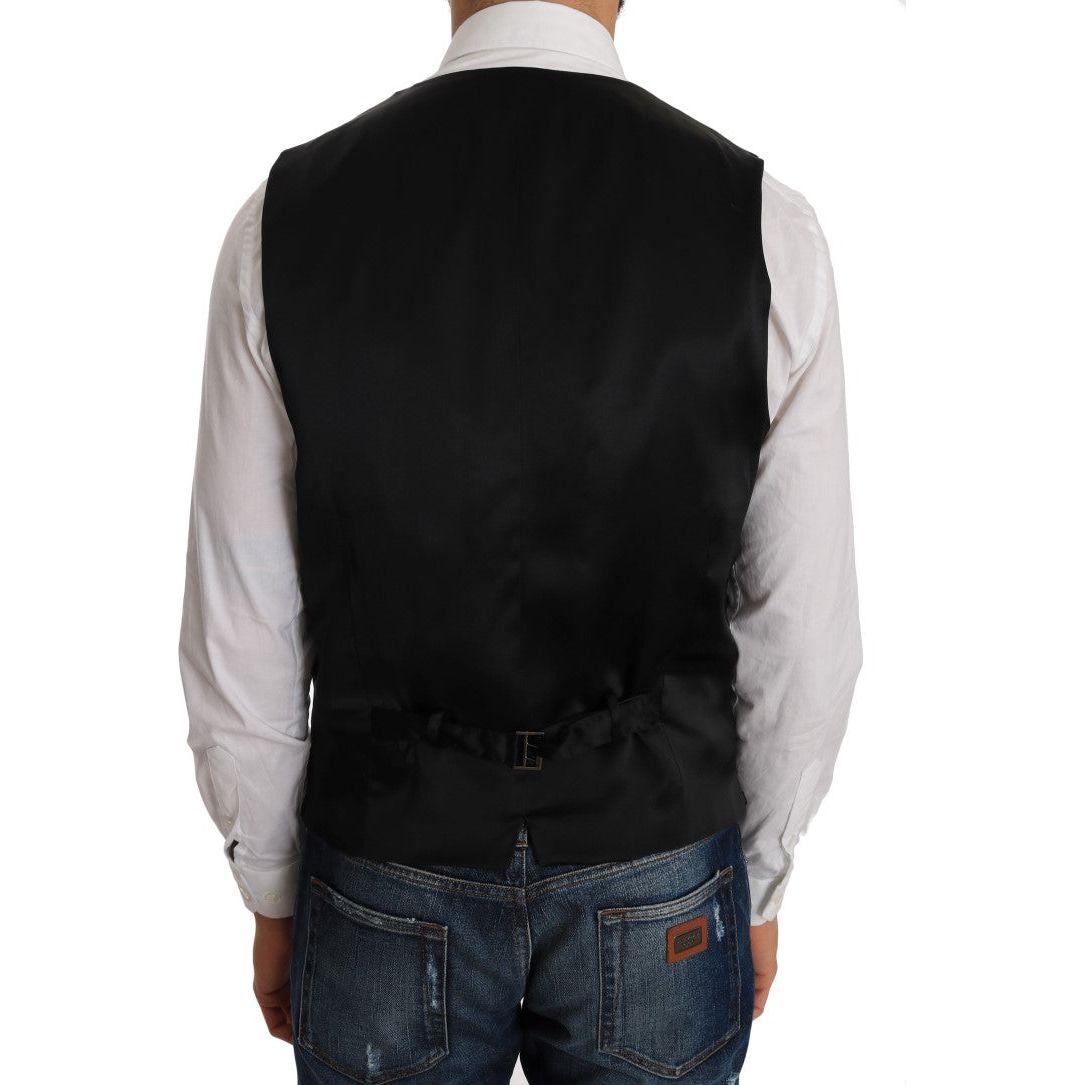 Dolce & Gabbana Gray Wool Patterned Slim Vest 1728,19% Silk,30% Polyester,67345645728,Clothing,Dolce & Gabbana,Gray,IT48 | M,Material: 51% Wool,Men,Men - Clothing,New with tags,Suits & Blazers - Clothing,Vests - Men - Clothing,Waistcoats - Suits & Blazers