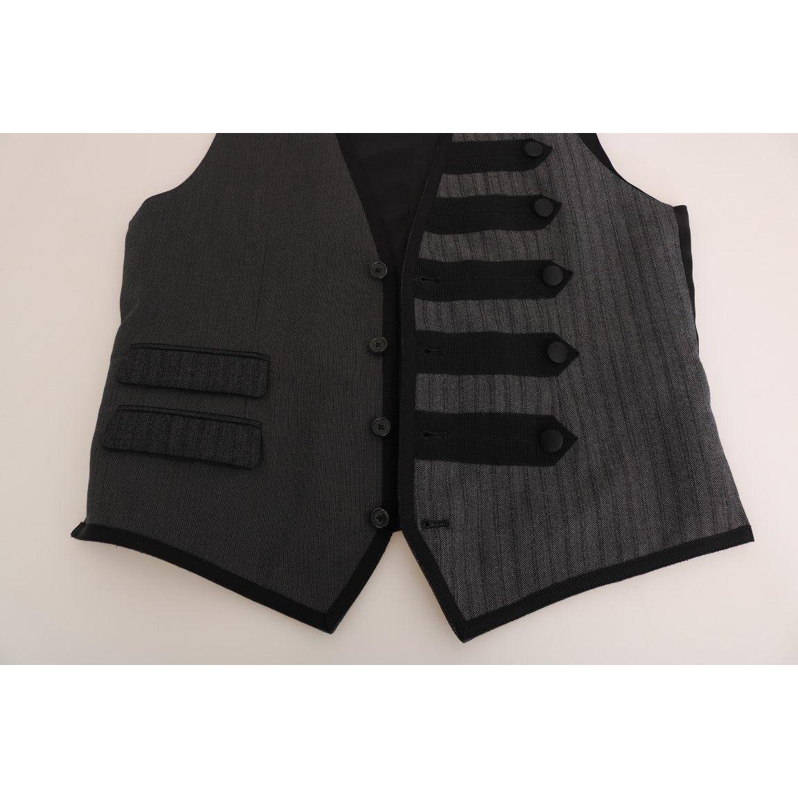 Dolce & Gabbana Gray Wool Patterned Slim Vest 1728,19% Silk,30% Polyester,67345645728,Clothing,Dolce & Gabbana,Gray,IT48 | M,Material: 51% Wool,Men,Men - Clothing,New with tags,Suits & Blazers - Clothing,Vests - Men - Clothing,Waistcoats - Suits & Blazers