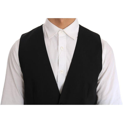 Dolce & Gabbana Black Wool Silk Vest
