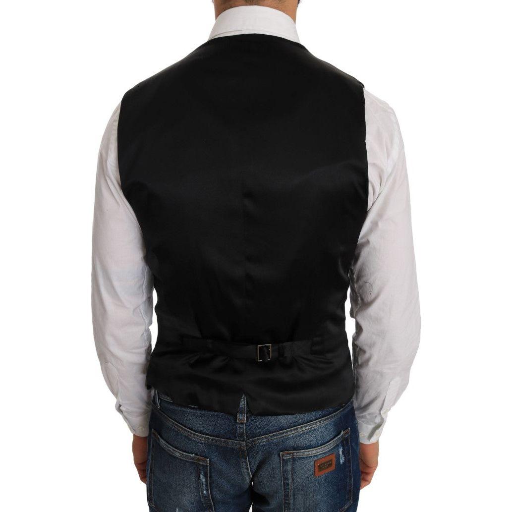 Dolce & Gabbana Black Polka Dot Pattern Vest 1728,19% Silk,30% Polyester,67345645728,Black,Clothing,Dolce & Gabbana,IT48 | M,Material: 51% Wool,Men,Men - Clothing,New with tags,Suits & Blazers - Clothing,Vests - Men - Clothing,Waistcoats - Suits & Blazers