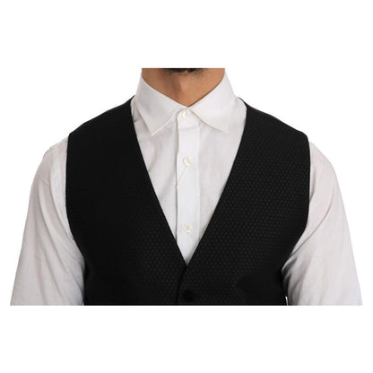Dolce & Gabbana Black Polka Dot Pattern Vest 1728,19% Silk,30% Polyester,67345645728,Black,Clothing,Dolce & Gabbana,IT48 | M,Material: 51% Wool,Men,Men - Clothing,New with tags,Suits & Blazers - Clothing,Vests - Men - Clothing,Waistcoats - Suits & Blazers