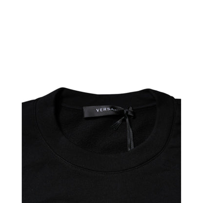 Versace Black Medusa Embroidery Crew Neck Pullover Sweater