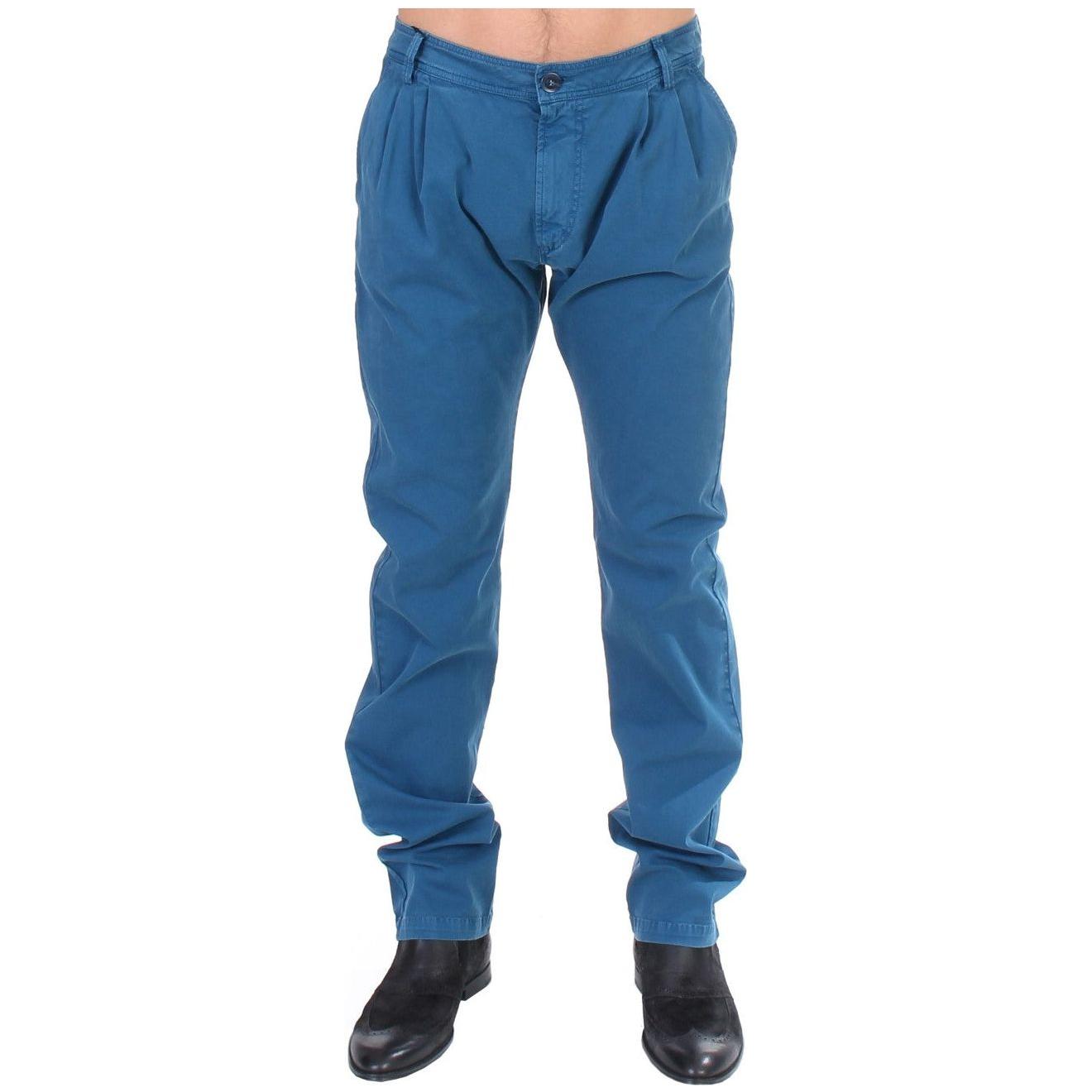 GF Ferre Blue Cotton Straight Fit Chinos GF Ferre