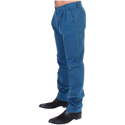 GF Ferre Blue Cotton Straight Fit Chinos GF Ferre