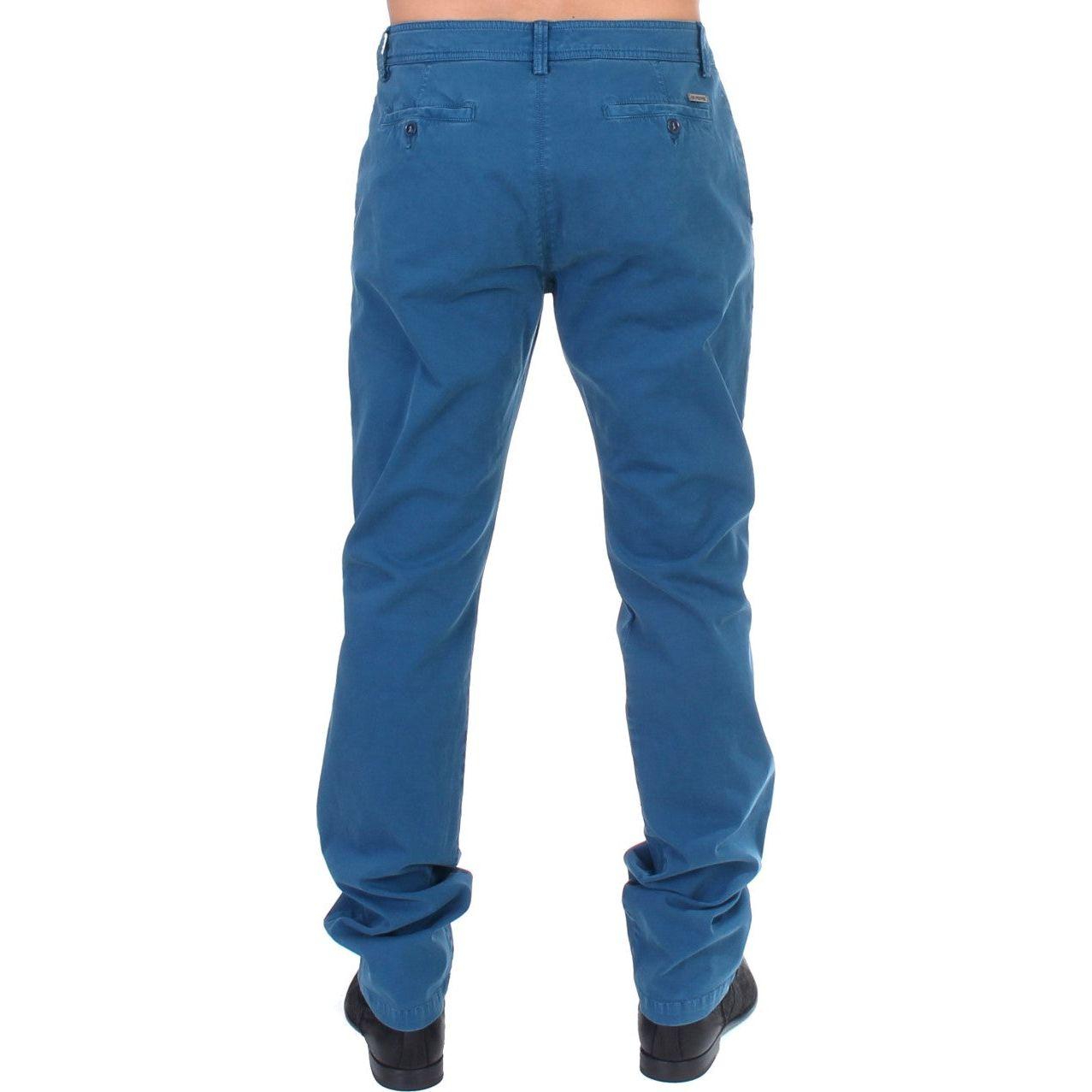 GF Ferre Blue Cotton Straight Fit Chinos GF Ferre